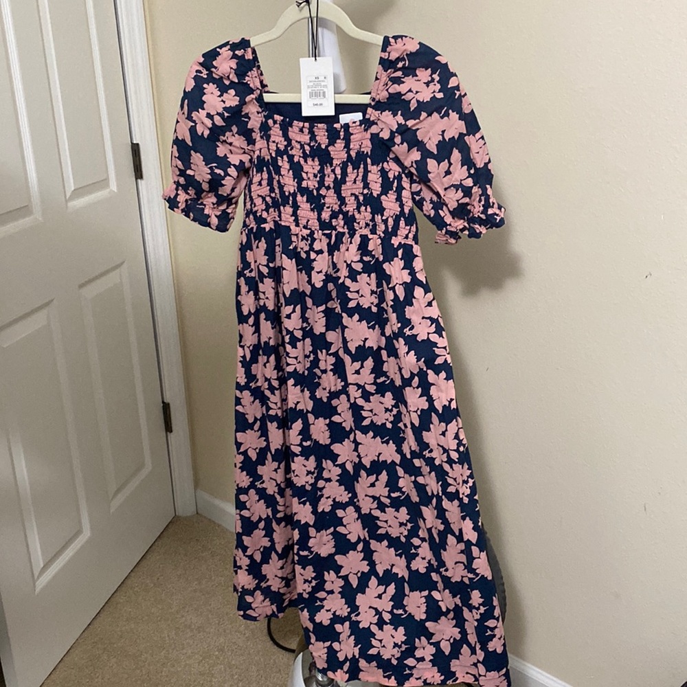 The Nines By Hatch Pink and Blue Floral Maternity Dress